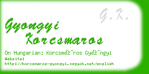 gyongyi korcsmaros business card